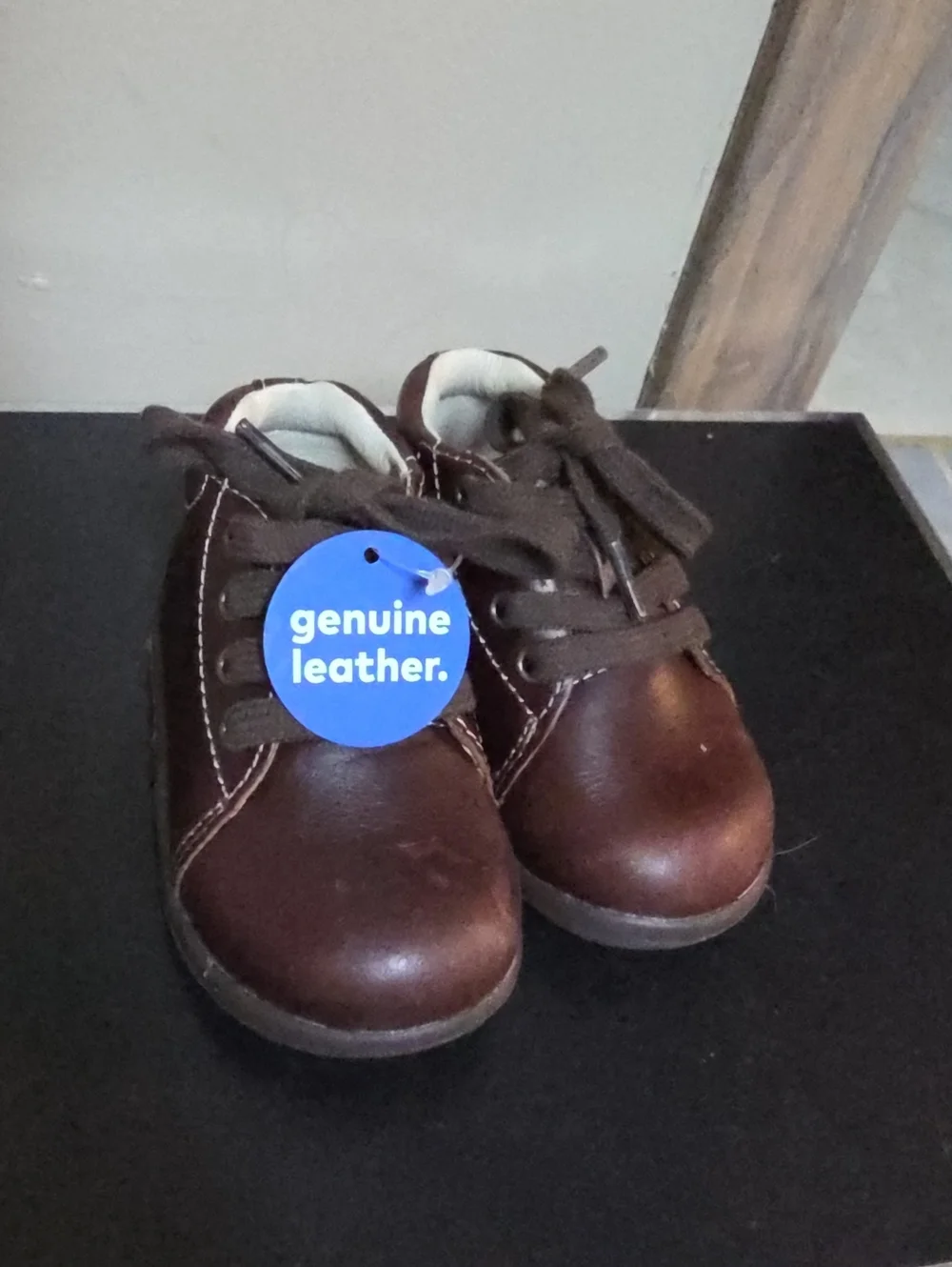Kids Brown Genuine Leather Lace-Up Shoes